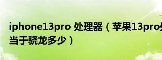 iphone13pro 处理器（苹果13pro处理器相当于骁龙多少）