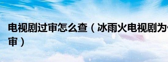 电视剧过审怎么查（冰雨火电视剧为什么不过审）