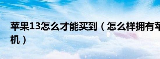 苹果13怎么才能买到（怎么样拥有苹果13手机）