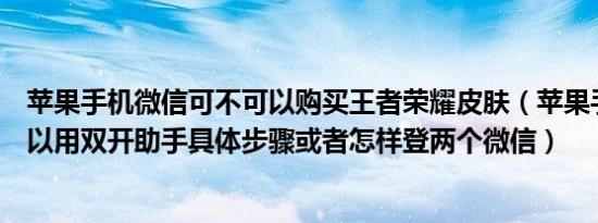 苹果手机微信可不可以购买王者荣耀皮肤（苹果手机可不可以用双开助手具体步骤或者怎样登两个微信）