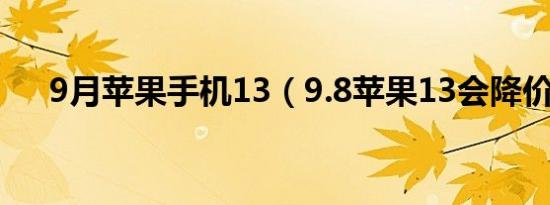 9月苹果手机13（9.8苹果13会降价吗）