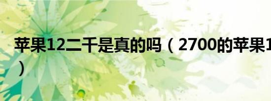 苹果12二千是真的吗（2700的苹果12能买吗）