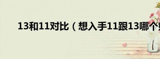 13和11对比（想入手11跟13哪个好）