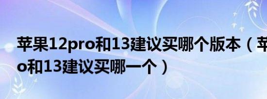 苹果12pro和13建议买哪个版本（苹果12pro和13建议买哪一个）