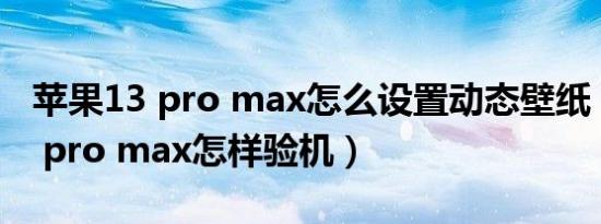 苹果13 pro max怎么设置动态壁纸（苹果13 pro max怎样验机）