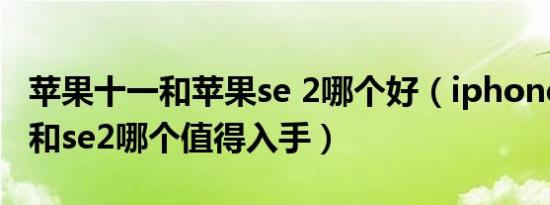 苹果十一和苹果se 2哪个好（iphone13和11和se2哪个值得入手）