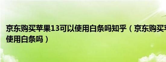 京东购买苹果13可以使用白条吗知乎（京东购买苹果13可以使用白条吗）