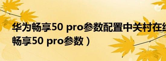 华为畅享50 pro参数配置中关村在线（华为畅享50 pro参数）