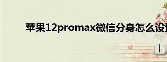 苹果12promax微信分身怎么设置