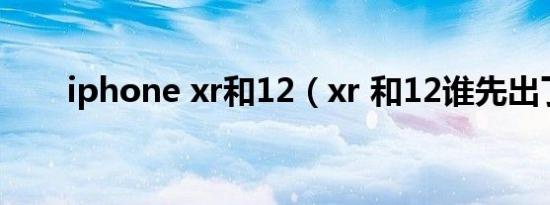 iphone xr和12（xr 和12谁先出了）