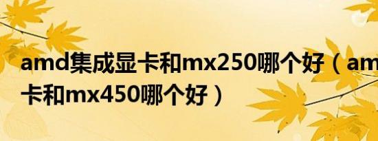 amd集成显卡和mx250哪个好（amd集成显卡和mx450哪个好）