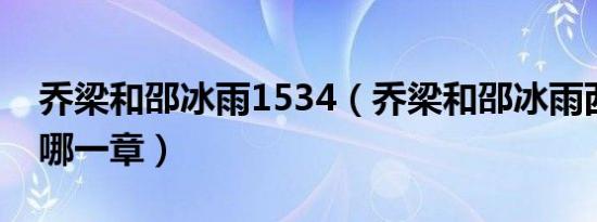 乔梁和邵冰雨1534（乔梁和邵冰雨西北重逢哪一章）