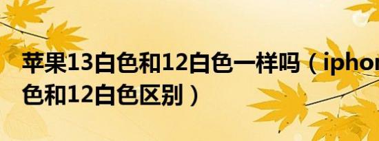 苹果13白色和12白色一样吗（iphone 13 白色和12白色区别）