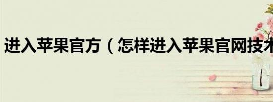 进入苹果官方（怎样进入苹果官网技术中心）