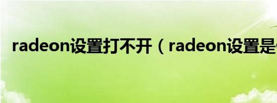 radeon设置打不开（radeon设置是什么）