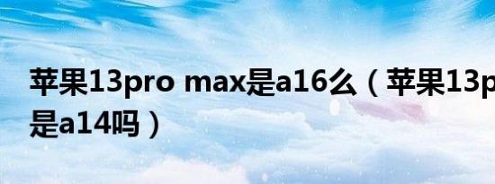 苹果13pro max是a16么（苹果13pro max是a14吗）