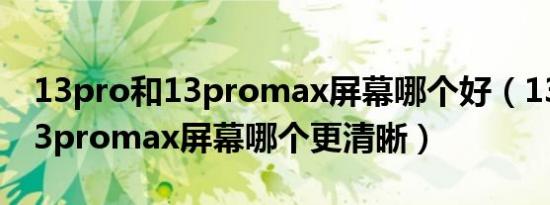 13pro和13promax屏幕哪个好（13pro和13promax屏幕哪个更清晰）