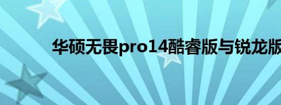 华硕无畏pro14酷睿版与锐龙版