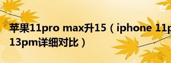 苹果11pro max升15（iphone 11pm 升级 13pm详细对比）