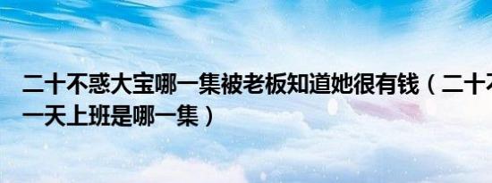 二十不惑大宝哪一集被老板知道她很有钱（二十不惑大宝第一天上班是哪一集）