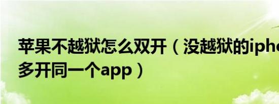 苹果不越狱怎么双开（没越狱的iphone怎么多开同一个app）