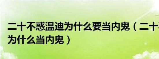 二十不惑温迪为什么要当内鬼（二十不惑温迪为什么当内鬼）