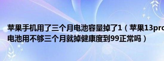 苹果手机用了三个月电池容量掉了1（苹果13pro max新机电池用不够三个月就掉健康度到99正常吗）