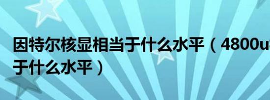 因特尔核显相当于什么水平（4800u核显相当于什么水平）