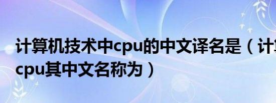 计算机技术中cpu的中文译名是（计算机中的cpu其中文名称为）