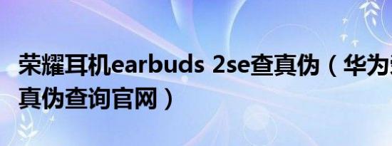 荣耀耳机earbuds 2se查真伪（华为荣耀耳机真伪查询官网）