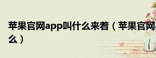 苹果官网app叫什么来着（苹果官网app叫什么）