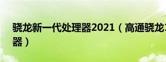 骁龙新一代处理器2021（高通骁龙1代处理器）