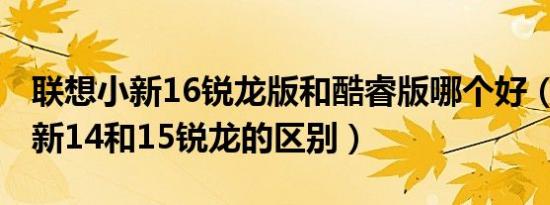 联想小新16锐龙版和酷睿版哪个好（2021小新14和15锐龙的区别）