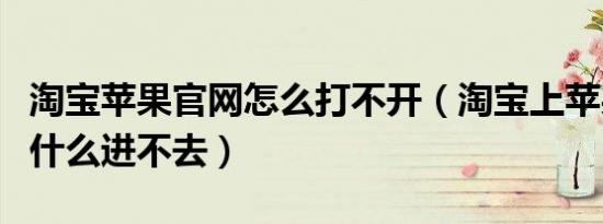 淘宝苹果官网怎么打不开（淘宝上苹果官网为什么进不去）