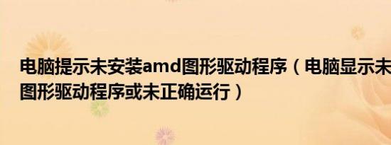 电脑提示未安装amd图形驱动程序（电脑显示未安装AMD图形驱动程序或未正确运行）