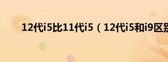 12代i5比11代i5（12代i5和i9区别）