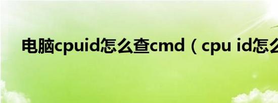 电脑cpuid怎么查cmd（cpu id怎么查）