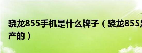 骁龙855手机是什么牌子（骁龙855是哪里生产的）