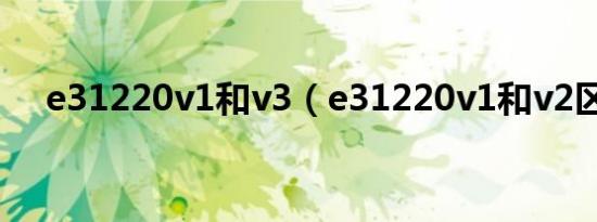 e31220v1和v3（e31220v1和v2区别）