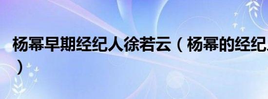 杨幂早期经纪人徐若云（杨幂的经纪人是哪个）