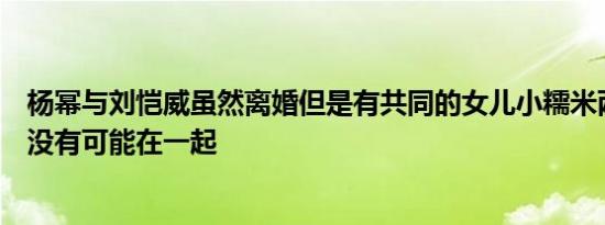 杨幂与刘恺威虽然离婚但是有共同的女儿小糯米两个人还有没有可能在一起