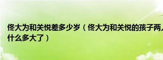 佟大为和关悦差多少岁（佟大为和关悦的孩子两人的孩子叫什么多大了）