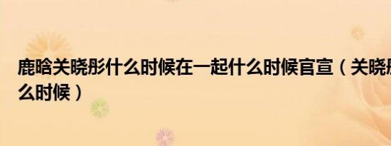 鹿晗关晓彤什么时候在一起什么时候官宣（关晓彤生日是什么时候）