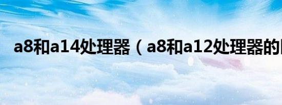 a8和a14处理器（a8和a12处理器的区别）