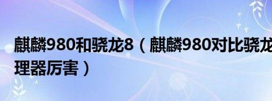 麒麟980和骁龙8（麒麟980对比骁龙8哪个处理器厉害）