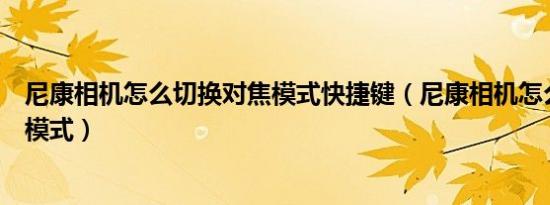 尼康相机怎么切换对焦模式快捷键（尼康相机怎么切换对焦模式）