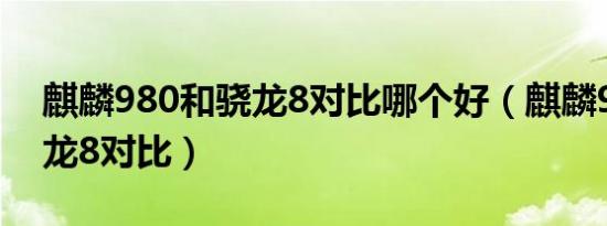 麒麟980和骁龙8对比哪个好（麒麟980和骁龙8对比）