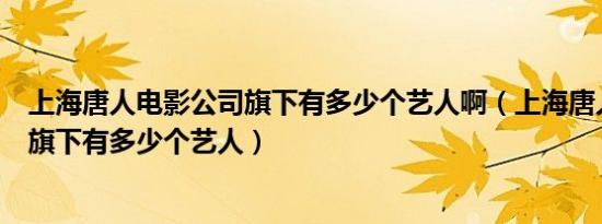 上海唐人电影公司旗下有多少个艺人啊（上海唐人电影公司旗下有多少个艺人）