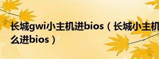 长城gwi小主机进bios（长城小主机d525怎么进bios）