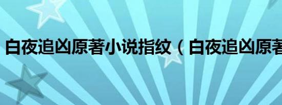 白夜追凶原著小说指纹（白夜追凶原著小说）